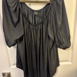 Smythe Black Puff-Sleeve Peasant Blouse